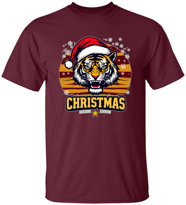 Tiger Christmas Unisex Heavy Cotton Tee