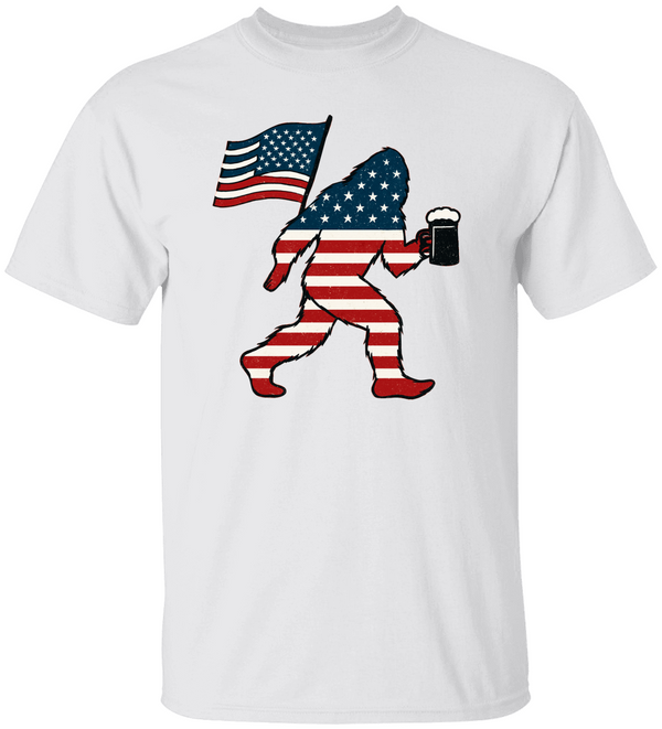 American flag Big Foot  Unisex Heavy Cotton Tee