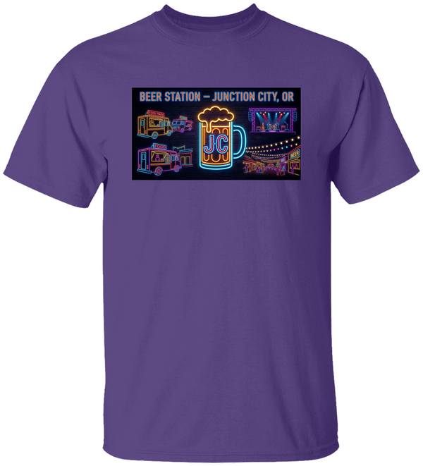 Beer Station neon JC Beer Mug Beer station Junction City Oregon Unisex Heavy Cotton Tee