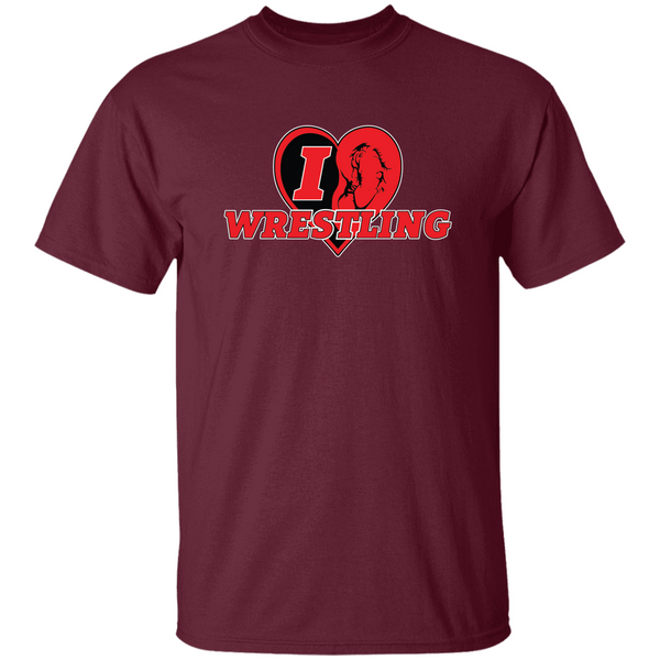 I HEART WRESTLING  Personalized Unisex Heavy Cotton Tee