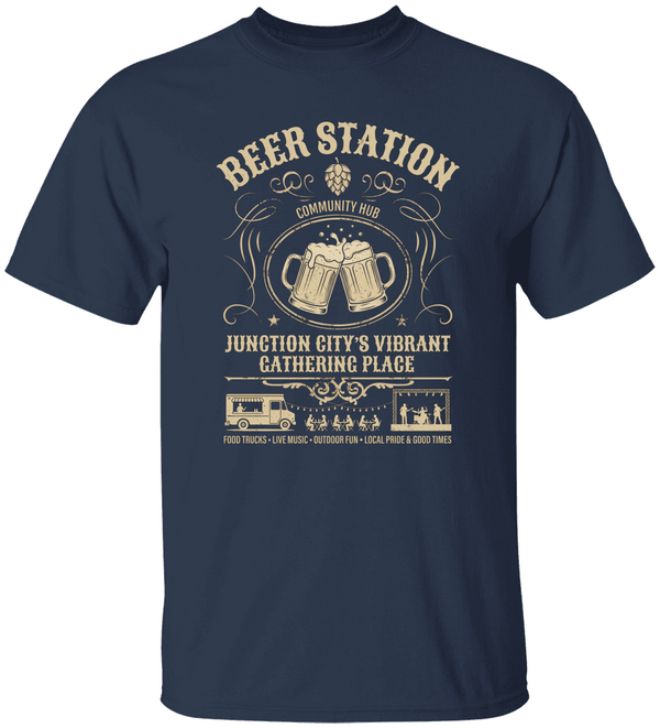 Beer Station Vibrant gathering place Beer station Junction City Oregon Unisex Heavy Cotton Tee