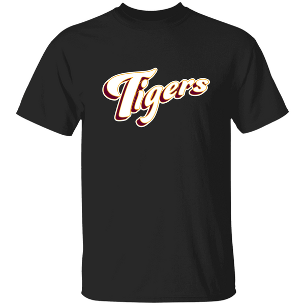 TIGERS TEXT WHITE Personalized Unisex Heavy Cotton Tee