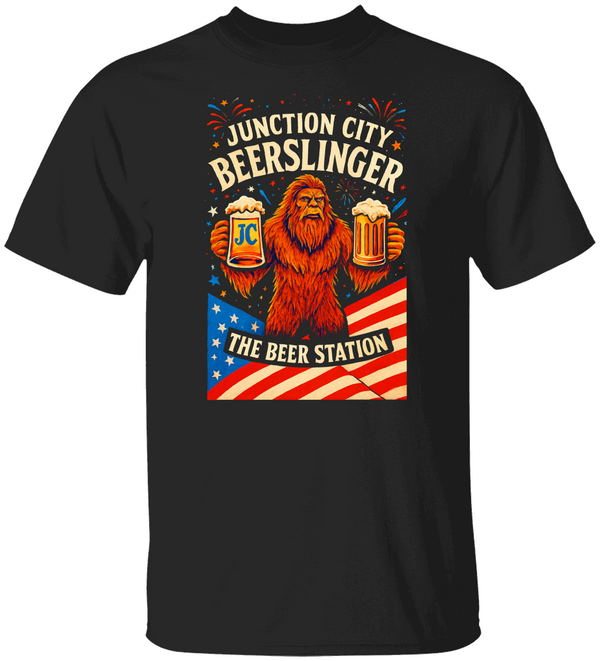 American Flag Junction City Beerslinger Proud Unisex Heavy Cotton Tee