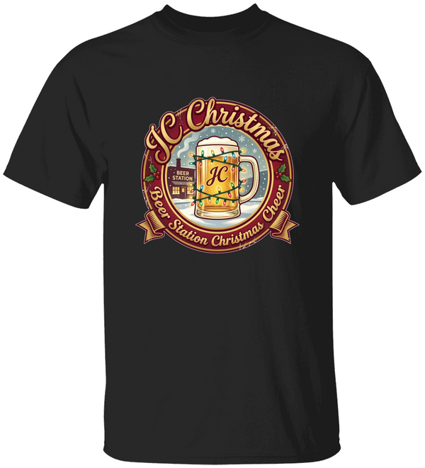 JC Beer Station Christmas cheer Unisex Heavy Cotton Tee